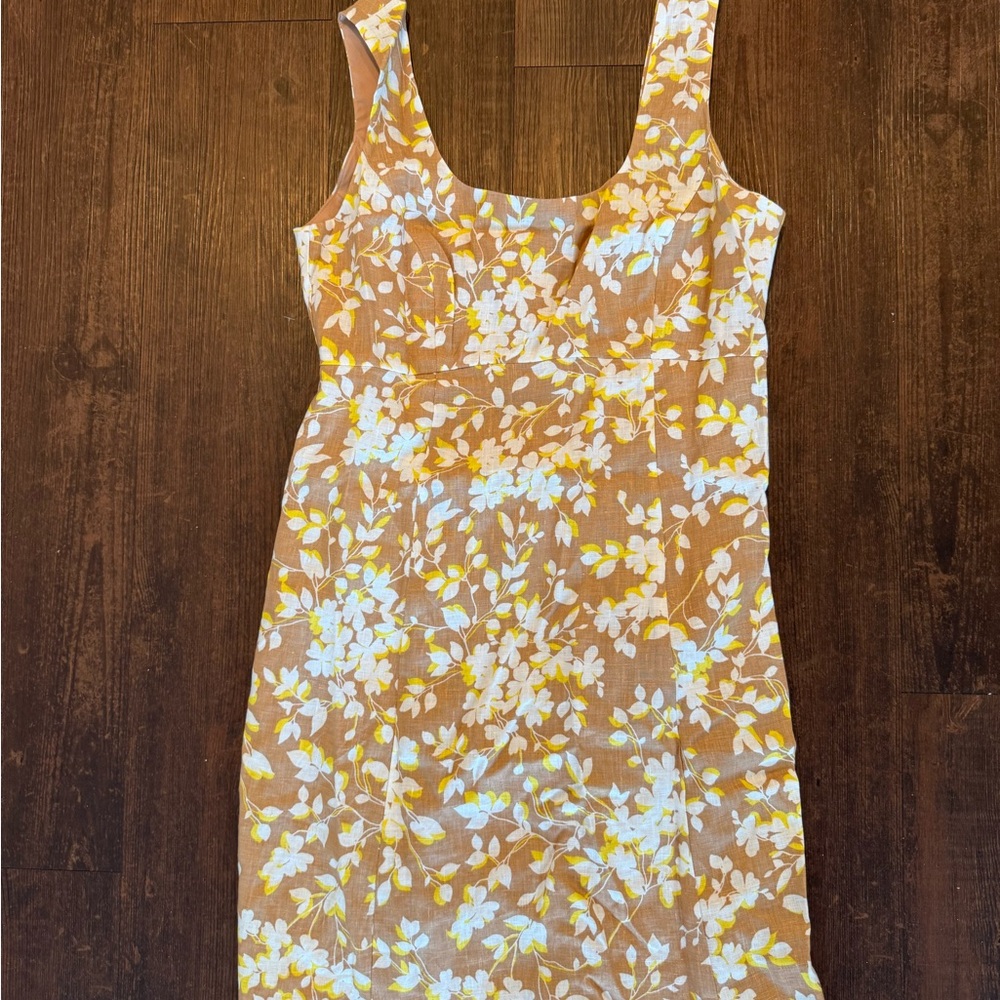 Floral Sleeveless Dress - Brown and White